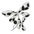 Black and White Double Dragonflies Brooch Pin - Lilylin Designs
