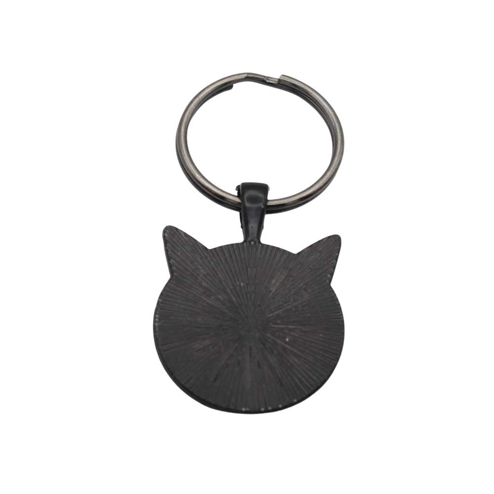Back view of black cat keychain on white background - Lilylin Designs
