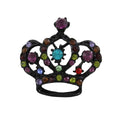Black crown with multi color crystals brooch pin - Lilylin Designs