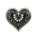 Black Enamel and Crystal Heart Brooch Pin - Lilylin Designs