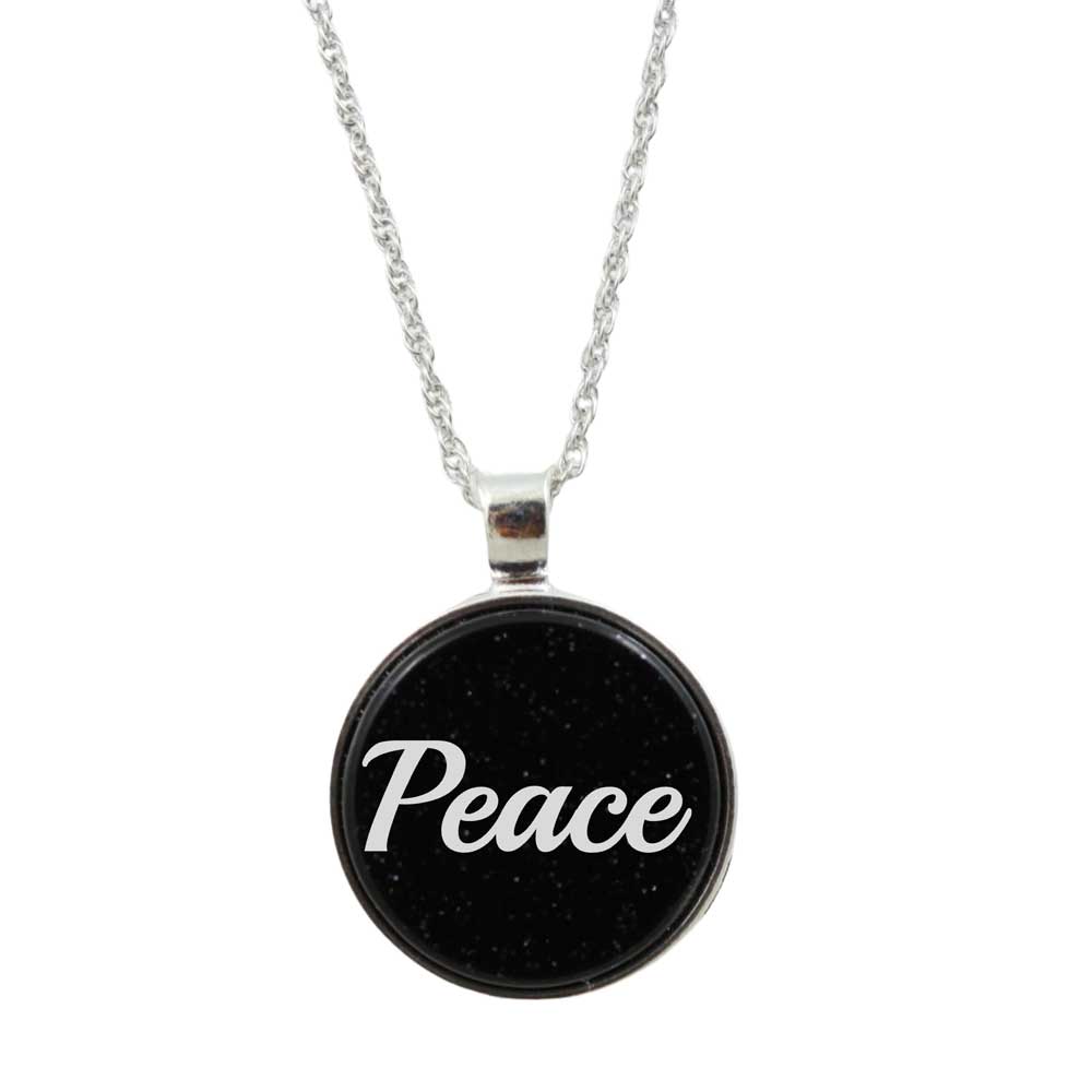 Inspirational Pendant with White Peace on Chain - Lilylin Designs