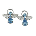 Blue Crystal Angel with Clear Wings Pierced Earring - PRF432E - Lilylin Designs