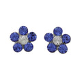 Dark Blue Crystal Daisy Stud Pierced Earring - Lilylin Designs