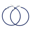 2" Medium Sized Blue Enamel Skinny Hoop Pierced Earring - FE220BL - Lilylin Designs