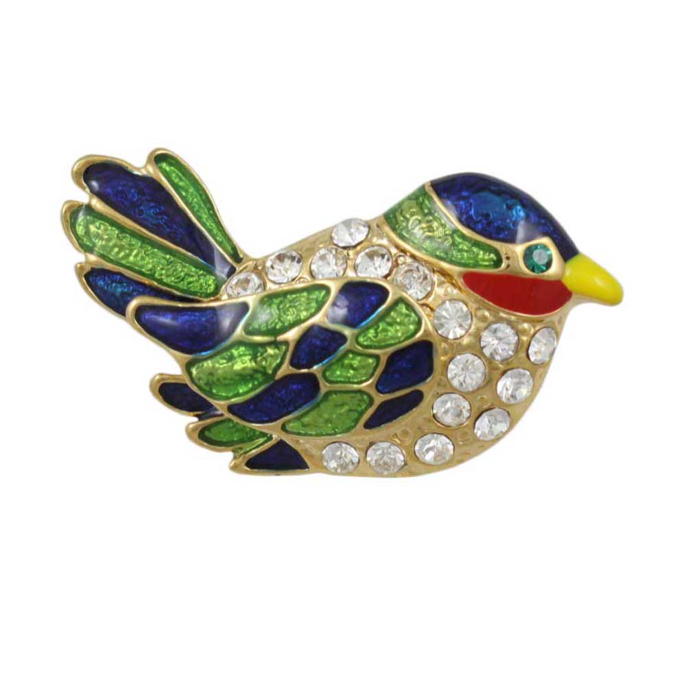 Blue and Green Enamel Bird Brooch Pin - Lilylin Designs