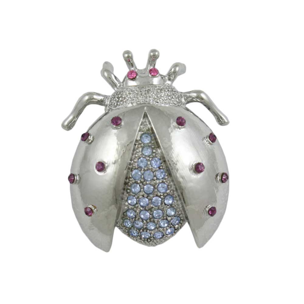 Blue and purple crystal ladybug brooch pin - Lilylin Designs