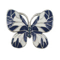 Blue and White Enamel Crystal Butterfly Brooch Pin - Lilylin Designs
