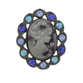 Cameo Brooch Pin with Assorted Blue Crystals - Lilylin Designs