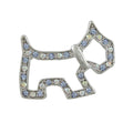 Aqua Crystal Open Scotty Dog Silhouette Brooch Pin - Lilylin Designs