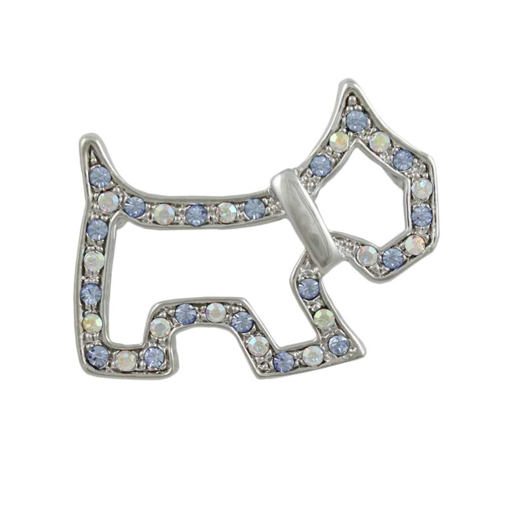 Aqua Crystal Open Scotty Dog Silhouette Brooch Pin - Lilylin Designs