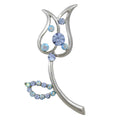 Blue Crystals Cut - out Tulip Flower Brooch Pin - Lilylin Designs
