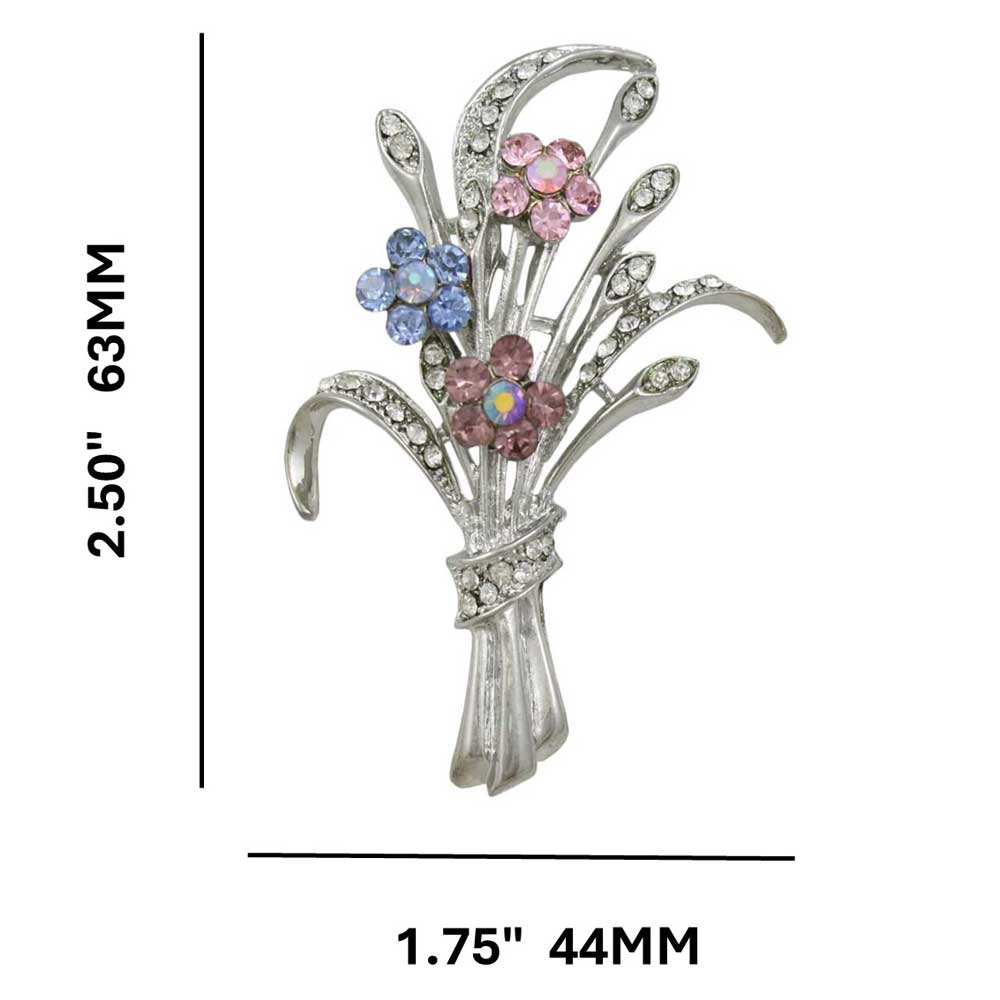 Bouquet of Crystal Daisies Flower Brooch Pin with measurements - Lilylin Designs