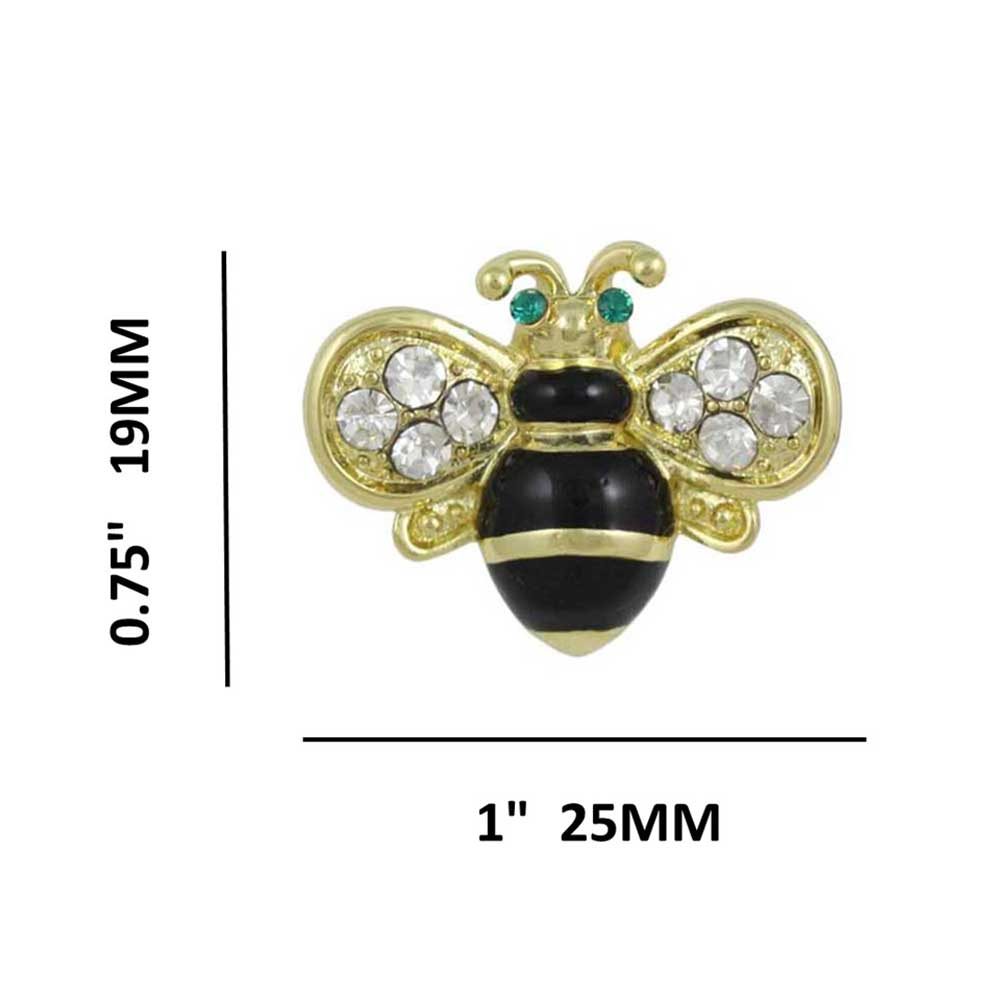 Black and Gold Striped Bumblebee Lapel Tac Pin with measurements - Lilylin Designs