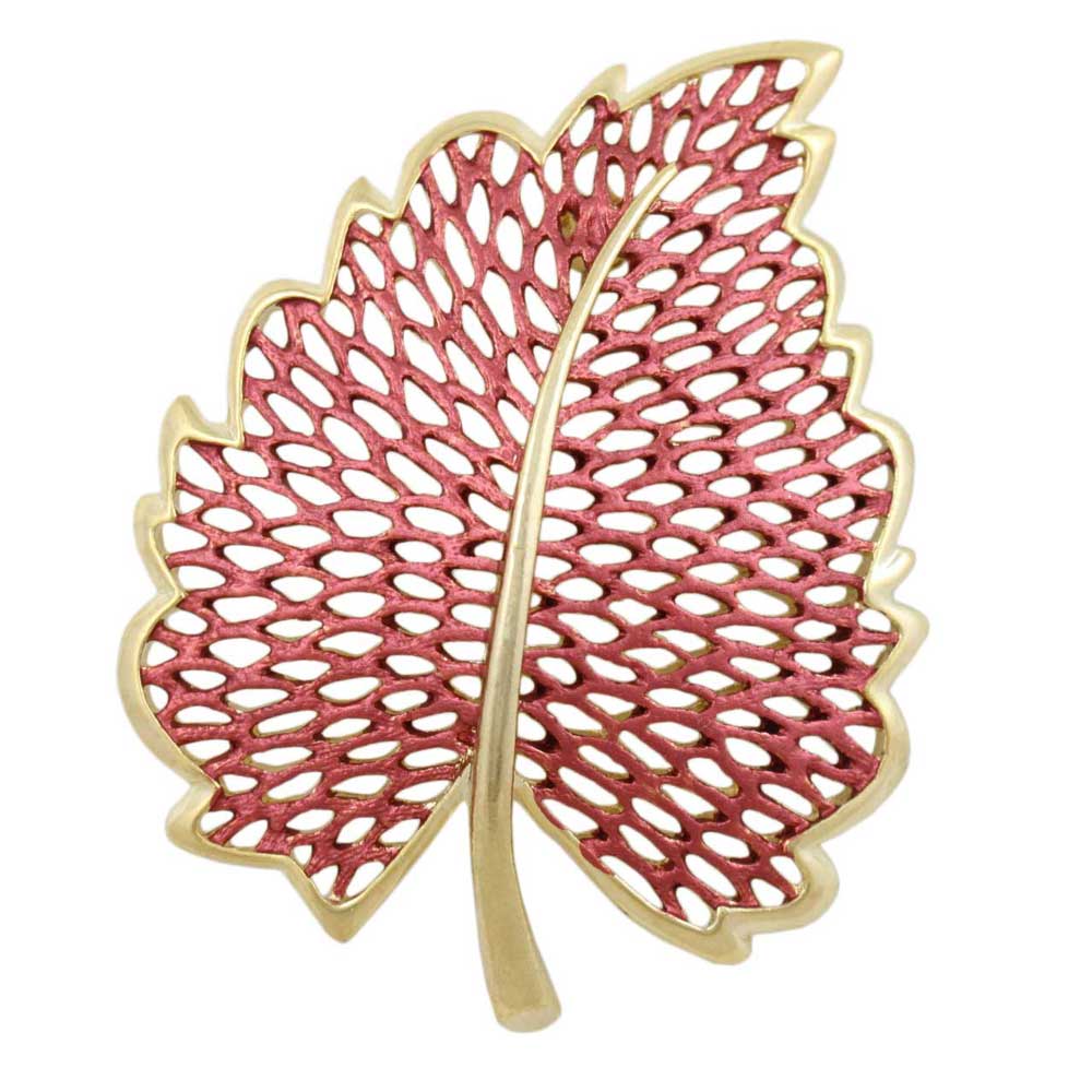 Large Burnt Orange Autumn Leaf Brooch Pin - Lilylin Designs