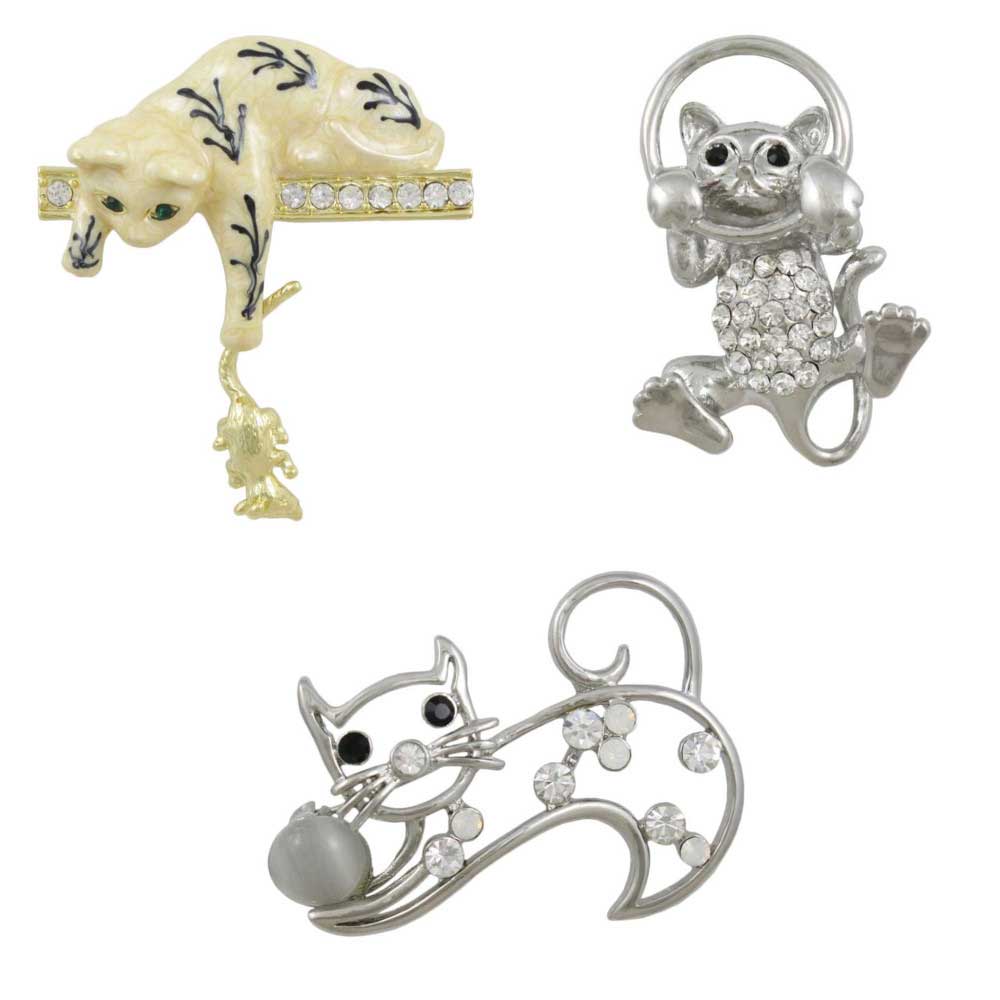 Playful Cats Brooch Pin Bundle - CATSET1 - Lilylin Designs