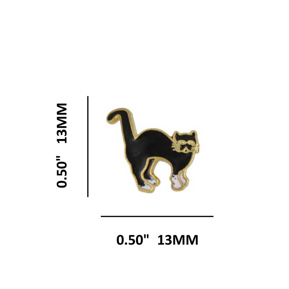 Cloisonne Black and White Scaredy Cat Pierced Earring - CE11PBK - Lilylin Designs