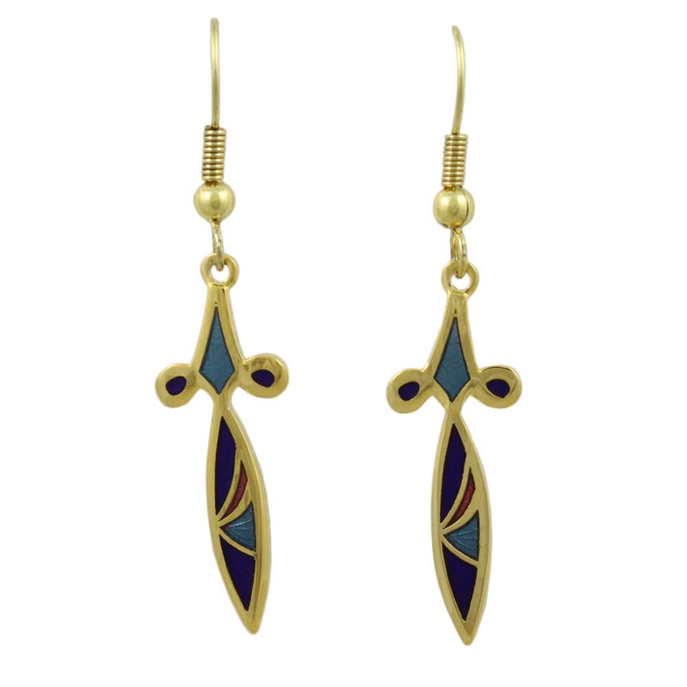 Dark and Light Blue Cloisonne Spear Pierced Earring - CE223BL - Lilylin Designs