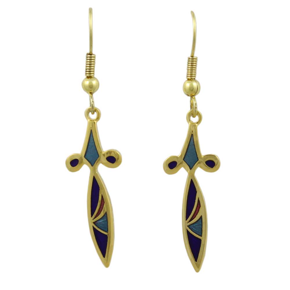 Lilylin Designs Dark and Light Blue Cloisonne Spear Pierced Earring