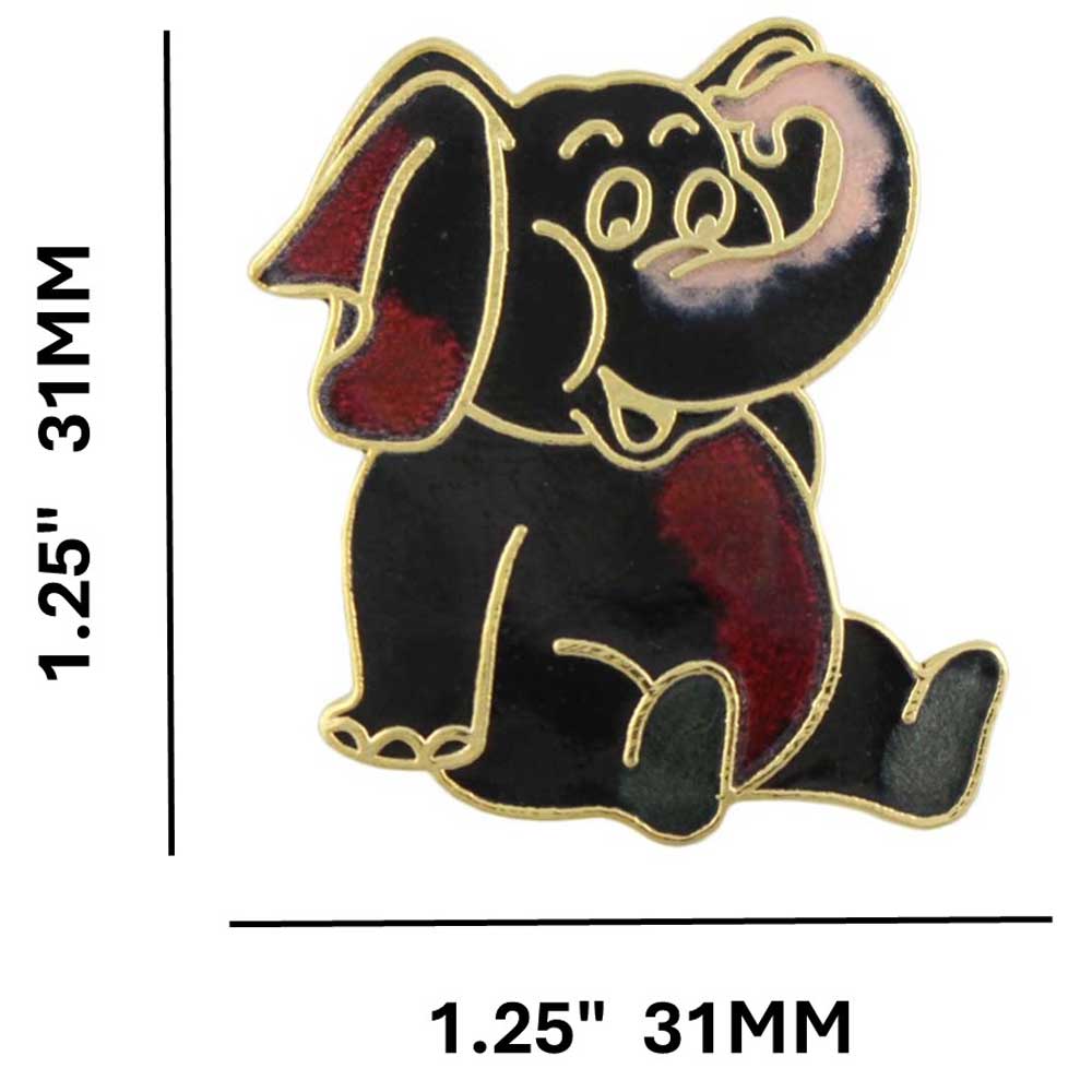Cloisonne Black Red and Peach Elephant Brooch Pin - CP83BK - Lilylin Designs