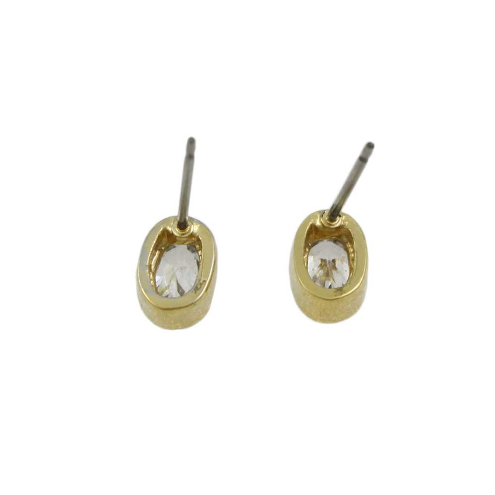 Small Oval Cubic Zirconia Stud Pierced Earring - CZE606 - Lilylin Designs