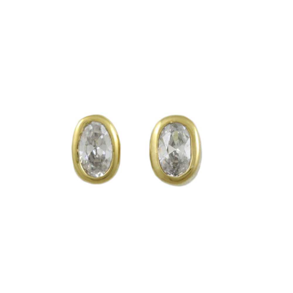 Small Oval Cubic Zirconia Stud Pierced Earring - CZE606 - Lilylin Designs