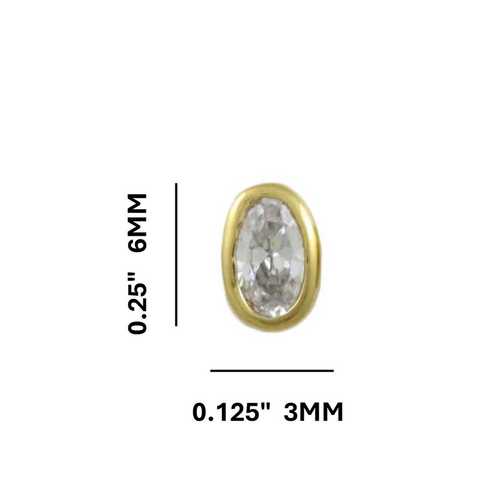 Small Oval Cubic Zirconia Stud Pierced Earring - CZE606 - Lilylin Designs