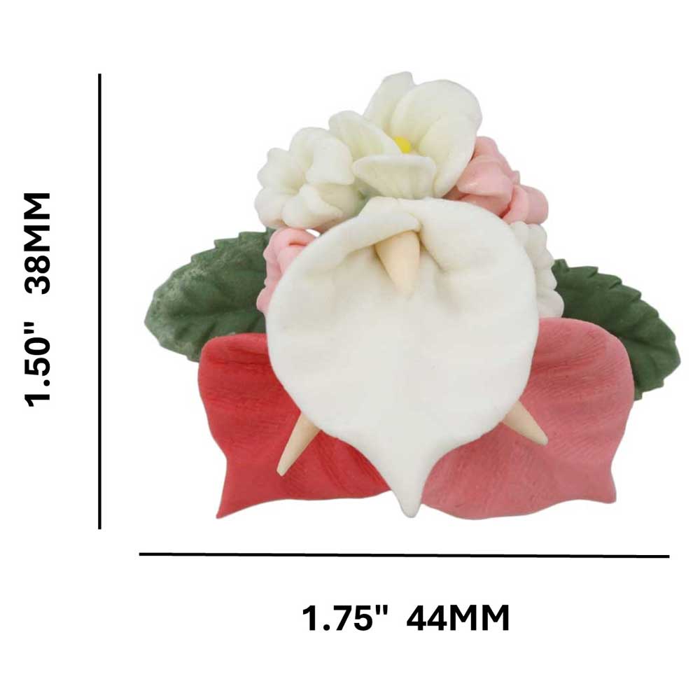 Clay Bouquet of Lilies and Daisies Flower Brooch Pin with measurements | Lilylin Designs
