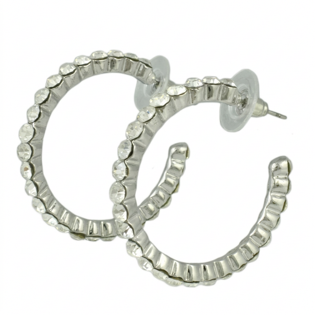 Clear crystal semi hoops earring