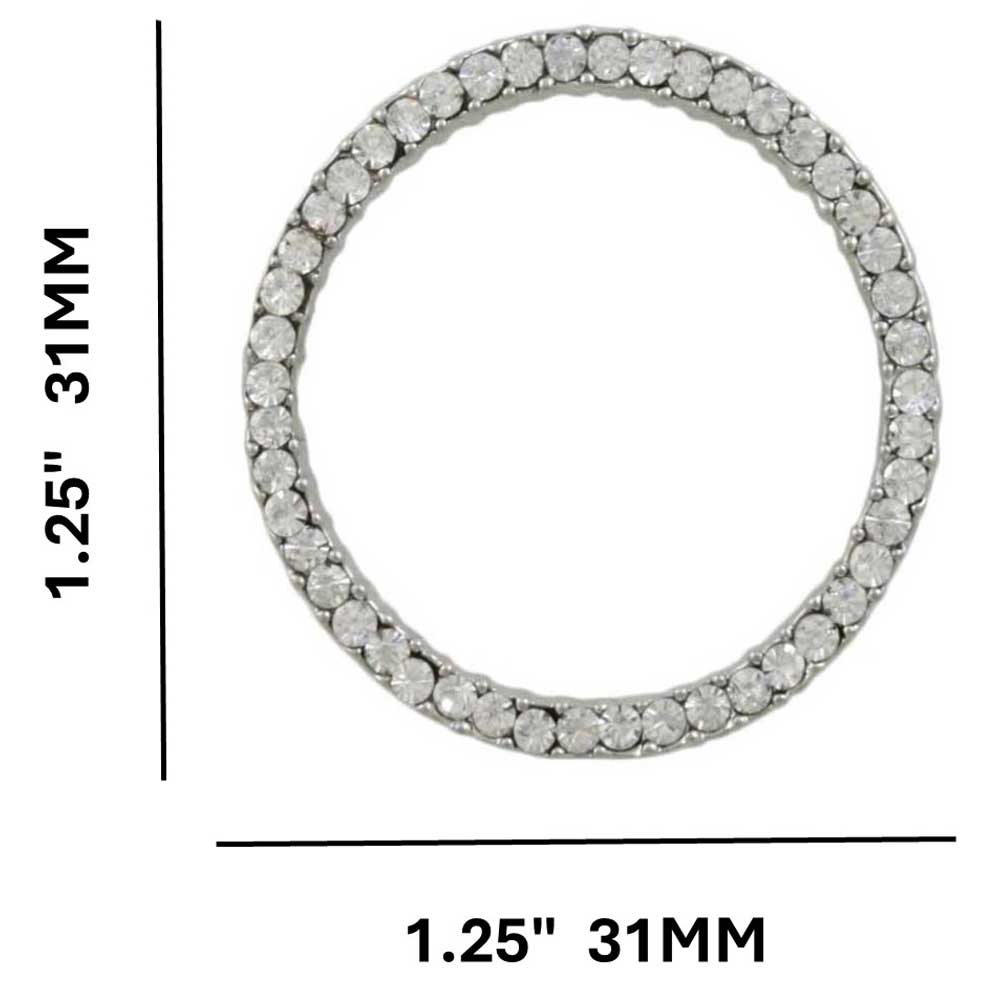 Clear Crystals Infinity Circle Brooch Pin shown with measurements - Lilylin Designs
