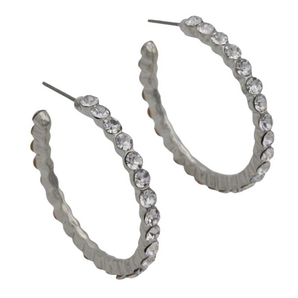 Clear crystal hoop earrings with white background - Lilylin Designs