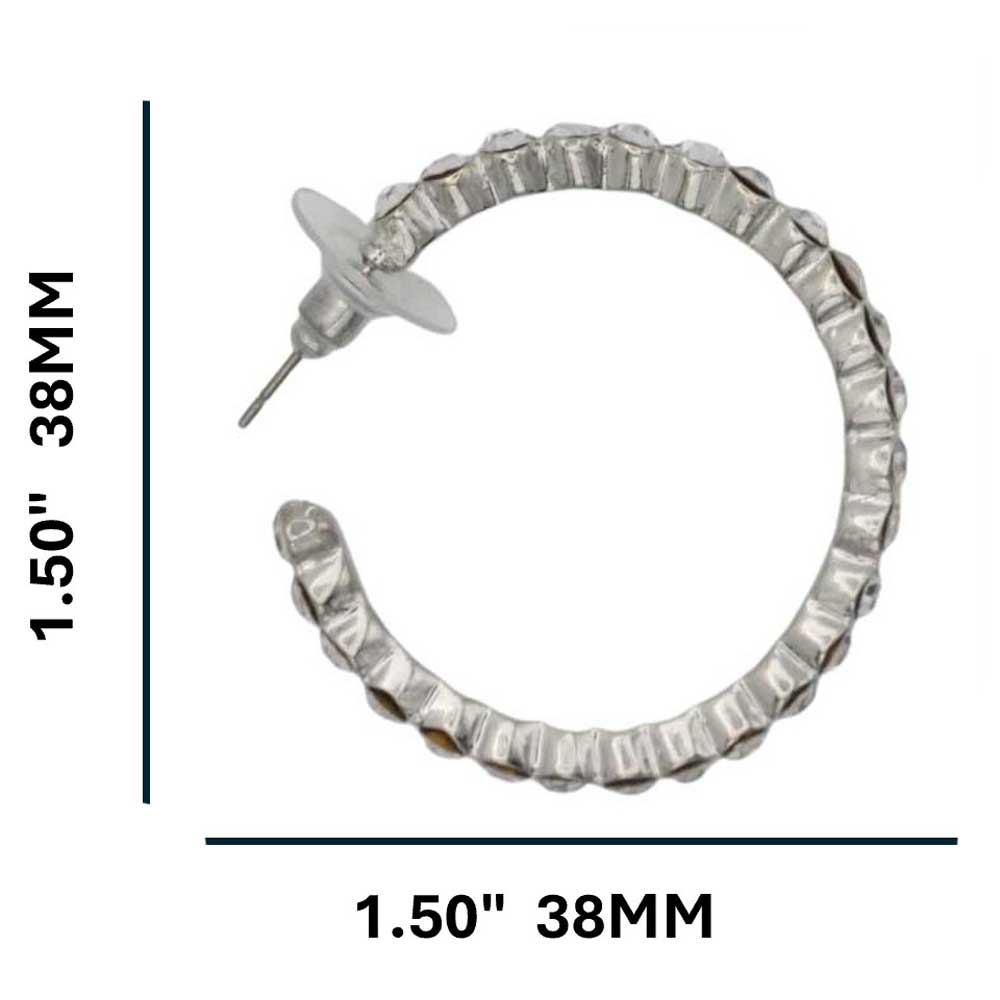 Clear crystal hoop earrings with measurements - Lilylin Designs