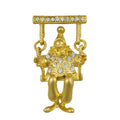 Gold and Crystal Clown on Swing Brooch Pin - Lilylin Designs