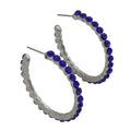 Cobalt blue crystal hoop earring on a white background - Lilylin Designs