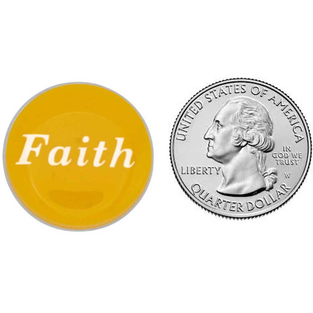 Yellow faith pin with US Quarter comparison size - Lilylin Designs