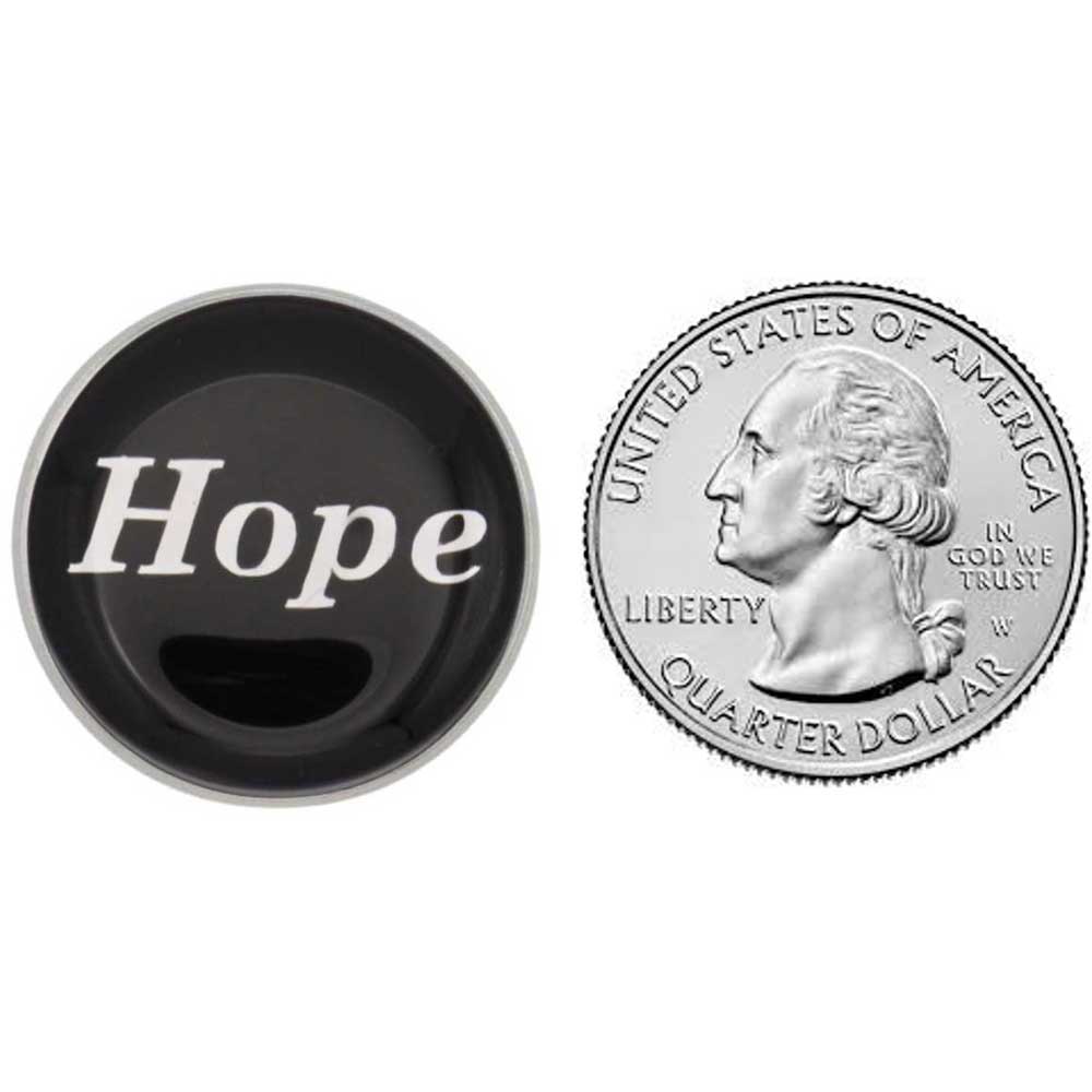 Black hope pin with US quarter comparison size - Lilylin Designs