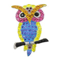 Yellow Pink and Blue Colorful Crystal Owl Pin - Lilylin Designs