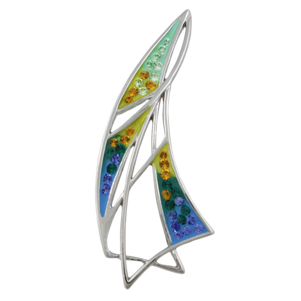Colorful Enamel and Crystal Sailboat Brooch Pin - Lilylin Designs