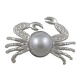 Crystal Crab with Large Gray Pearl Brooch Pin - Lilylin Designs