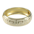 Cream and Gold Greek Key Hinged Bangle - BG526 - Lilylin Designs