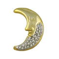 Gold Crystal Crescent Moon Brooch Pin - Lilylin Designs
