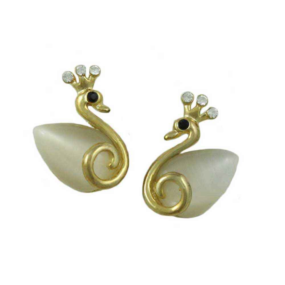 Lilylin Designs Swan Princess Pierced Earring in Cream Cats Eye