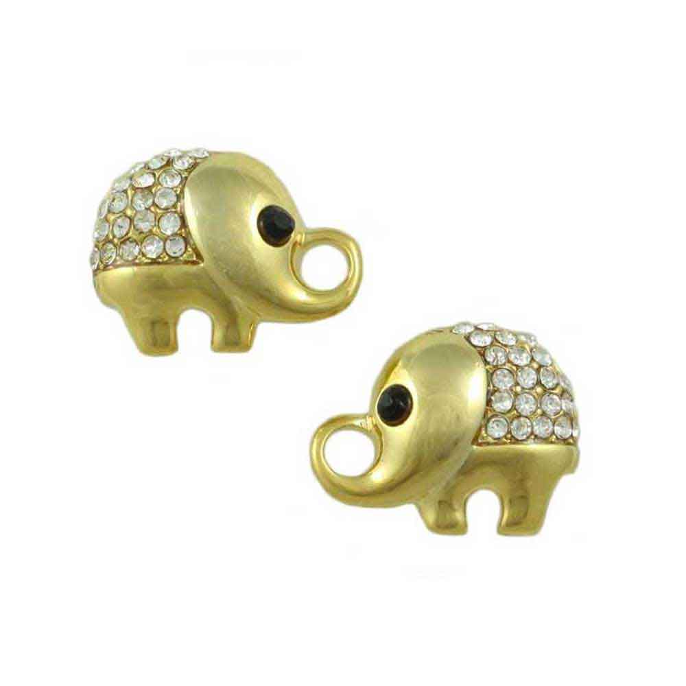 Lilylin Designs Small Gold Crystal Chubby Elephant Pierced Earring