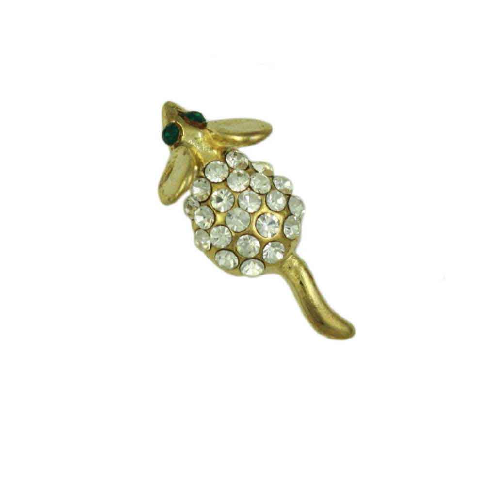 Lilylin Designs Tiny Crystal Mouse with Green Eyes Lapel Tac Pin