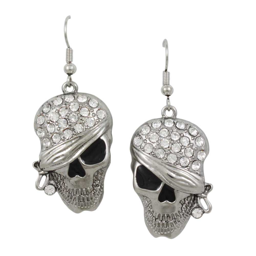 Crystal Bandaged Pirate Skull Pierced Earring - PF601E - Lilylin Designs