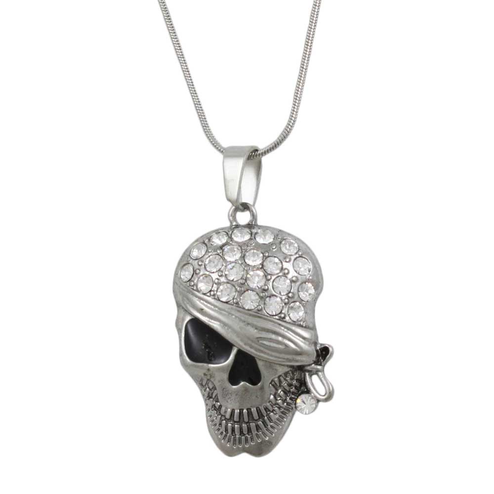 Lilylin Designs Crystal Bandaged Pirate Skull Pendant with Chain