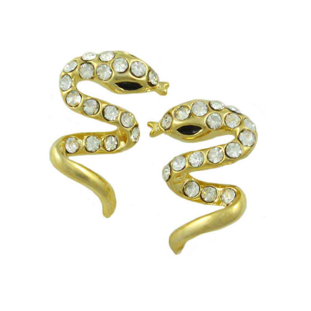Lilylin Designs Gold and Crystal Hissing Snake Pierced Earring