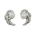 Crystal Waves with White Imitation Pearl Clip Earring - PRE813C - Lilylin Designs
