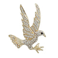 Gold with Clear Crystals Bird of Prey Brooch Pin - Lilylin Designs