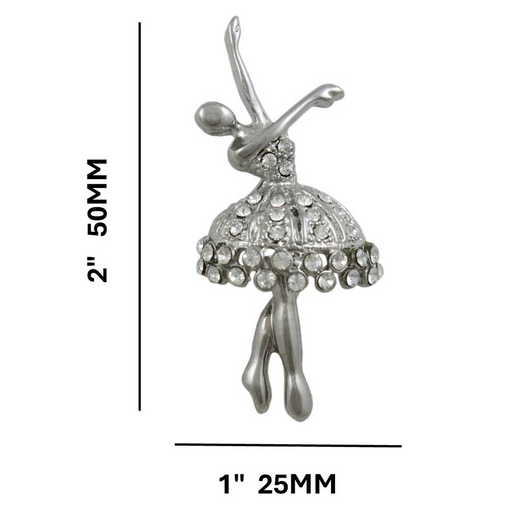 Crystal Dancing Ballerina Brooch Pin and Pendant with measurements - Lilylin Designs