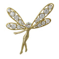 Gold and Crystal Fairy with Large Wings Brooch Pin - Lilylin Designs